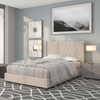 Flash Furniture HG-34-GG Riverdale Full Size Tufted Upholstered Platform Bed in Beige Fabric 