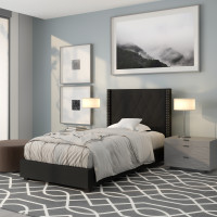 Flash Furniture HG-37-GG Riverdale Twin Size Tufted Upholstered Platform Bed in Black Fabric 