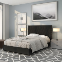 Flash Furniture HG-38-GG Riverdale Full Size Tufted Upholstered Platform Bed in Black Fabric 