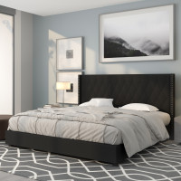 Flash Furniture HG-40-GG Riverdale King Size Tufted Upholstered Platform Bed in Black Fabric 