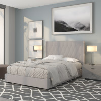 Flash Furniture HG-42-GG Riverdale Full Size Tufted Upholstered Platform Bed in Light Gray Fabric 