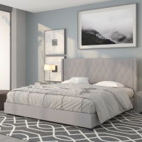Flash Furniture HG-44-GG Riverdale King Size Tufted Upholstered Platform Bed in Light Gray Fabric 