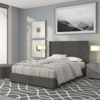 Flash Furniture HG-46-GG Riverdale Full Size Tufted Upholstered Platform Bed in Dark Gray Fabric 