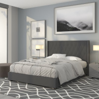 Flash Furniture HG-47-GG Riverdale Queen Size Tufted Upholstered Platform Bed in Dark Gray Fabric 