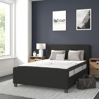 Flash Furniture HG-BM10-22-GG Tribeca Full Size Tufted Upholstered Platform Bed in Black Fabric with 10 Inch CertiPUR-US Certified Pocket Spring Mattress