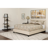 Flash Furniture HG-BMF-18-GG Tribeca Full Size Tufted Upholstered Platform Bed in Beige Fabric with Memory Foam Mattress