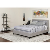 Flash Furniture HG-BMF-27-GG Tribeca Queen Size Tufted Upholstered Platform Bed in Light Gray Fabric with Memory Foam Mattress