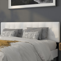 Flash Furniture HG-HB1704-K-W-GG Bedford Tufted Upholstered King Size Headboard in White Fabric 