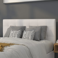 Flash Furniture HG-HB1705-F-W-GG Lennox Tufted Upholstered Full Size Headboard in White Vinyl 