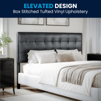 Flash Furniture HG-HB1705-Q-BK-GG Lennox Tufted Upholstered Queen Size Headboard in Black Vinyl 