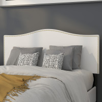 Flash Furniture HG-HB1707-F-W-GG Lexington Upholstered Full Size Headboard with Accent Nail Trim in White Fabric 