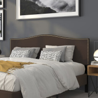 Flash Furniture HG-HB1707-K-DBR-GG Lexington Upholstered King Size Headboard with Accent Nail Trim in Dark Brown Fabric 