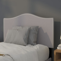 Flash Furniture HG-HB1707-T-LG-GG Lexington Upholstered Twin Size Headboard with Accent Nail Trim in Light Gray Fabric 