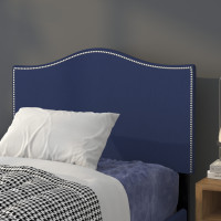 Flash Furniture HG-HB1707-T-N-GG Lexington Upholstered Twin Size Headboard with Accent Nail Trim in Navy Fabric 