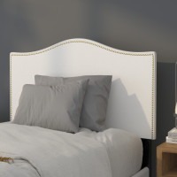 Flash Furniture HG-HB1707-T-W-GG Lexington Upholstered Twin Size Headboard with Accent Nail Trim in White Fabric 