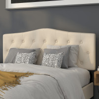 Flash Furniture HG-HB1708-Q-B-GG Cambridge Tufted Upholstered Queen Size Headboard in Beige Fabric 