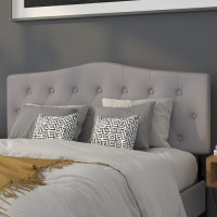 Flash Furniture HG-HB1708-Q-LG-GG Cambridge Tufted Upholstered Queen Size Headboard in Light Gray Fabric 