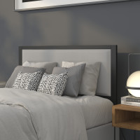Flash Furniture HG-HB1717-F-LG-GG Melbourne Metal Upholstered Full Size Headboard in Light Gray Fabric