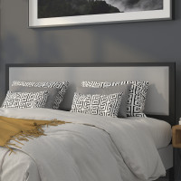 Flash Furniture HG-HB1717-K-LG-GG Melbourne Metal Upholstered King Size Headboard in Light Gray Fabric