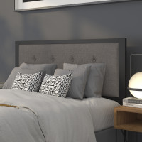 Flash Furniture HG-HB1725-F-DG-GG Bristol Metal Tufted Upholstered Full Size Headboard in Dark Gray Fabric