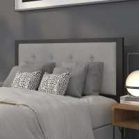 Flash Furniture HG-HB1725-F-LG-GG Bristol Metal Tufted Upholstered Full Size Headboard in Light Gray Fabric