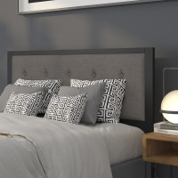 Flash Furniture HG-HB1725-Q-DG-GG Bristol Metal Tufted Upholstered Queen Size Headboard in Dark Gray Fabric