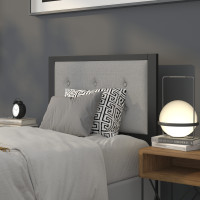 Flash Furniture HG-HB1725-T-LG-GG Bristol Metal Tufted Upholstered Twin Size Headboard in Light Gray Fabric