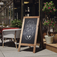 Flash Furniture HGWA-CB-4824-TORCH-GG Canterbury Torched Brown 48x24 Vintage Wooden A-Frame Indoor/Outdoor A-Frame Magnetic Chalkboard Sign Set with 8 Chalk Markers, 10 Stencils, 2 Magnets