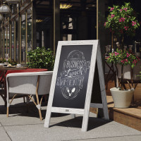 Flash Furniture HGWA-CB-4824-WHWSH-GG Canterbury Whitewashed 48x24 Vintage Wooden A-Frame Indoor/Outdoor A-Frame Magnetic Chalkboard Sign Set with 8 Chalk Markers, 10 Stencils, 2 Magnets