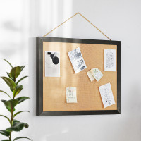 Flash Furniture HGWA-LINEN-18X24-BLK-GG Juno Rustic Wall Mount Linen Board with Wood Push Pins, for Home, School or Business, 18x24, Black