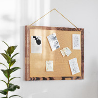 Flash Furniture HGWA-LINEN-18X24-BRN-GG Juno Rustic Wall Mount Linen Board with Wood Push Pins, for Home, School or Business, 18x24, Torched Brown