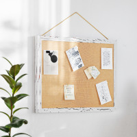 Flash Furniture HGWA-LINEN-18X24-WHTWSH-GG Juno Rustic Wall Mount Linen Board with Wood Push Pins, for Home, School or Business, 18x24, Whitewashed