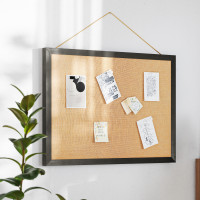 Flash Furniture HGWA-LINEN-20X30-BLK-GG Juno Rustic Wall Mount Linen Board with Wood Push Pins, for Home, School or Business, 20x30, Black