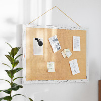 Flash Furniture HGWA-LINEN-20X30-WHTWSH-GG Juno Rustic Wall Mount Linen Board with Wood Push Pins, for Home, School or Business, 20x30, Whitewashed