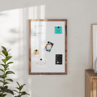 Flash Furniture HGWA-WHITE-20X30-BRN-GG Bristol 20x30 Wall Mount White Board with Included Dry Erase Marker, 4 Magnets, and Eraser for Home, School or Business in Torched Brown
