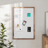 Flash Furniture HGWA-WHITE-24X36-BRN-GG Bristol 24x36 Wall Mount White Board with Included Dry Erase Marker, 4 Magnets, and Eraser for Home, School or Business in Torched Brown