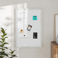 Flash Furniture HGWA-WHITE-24X36-WHTWSH-GG Bristol 24x36 Wall Mount White Board with Included Dry Erase Marker, 4 Magnets, and Eraser for Home, School or Business in Whitewashed
