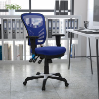 Flash Furniture HL-0001-BL-GG Mid-Back Blue Mesh Chair with Triple Paddle Control