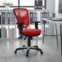 Flash Furniture HL-0001-RED-GG Mid-Back Red Mesh Chair with Triple Paddle Control