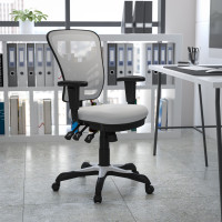 Flash Furniture HL-0001-WH-GG Mid-Back White Mesh Chair with Triple Paddle Control