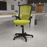 Flash Furniture HL-0016-1-BK-GN-GG High Back Green Mesh Ergonomic Swivel Office Chair with Black Frame and Flip-up Arms