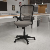 Flash Furniture HL-0016-1-BK-GY-GG High Back Light Gray Mesh Ergonomic Swivel Office Chair with Black Frame and Flip-up Arms
