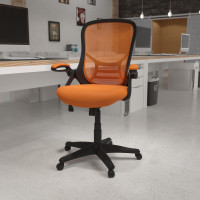 Flash Furniture HL-0016-1-BK-OR-GG High Back Orange Mesh Ergonomic Swivel Office Chair with Black Frame and Flip-up Arms