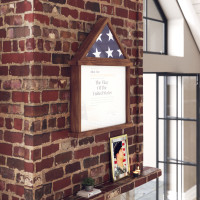 Flash Furniture HMHD-22M142Y-RSTBRN-GG Quincy Flag and Certificate Display Case, Solid Pine Wood Flag Shadow Box Fits 3x5 Folded Flag, Dark Brown Finish