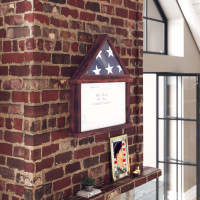 Flash Furniture HMHD-22M192Y-MHG-GG Quincy Flag and Certificate Display Case, Solid Pine Wood Flag Shadow Box Fits 9x5 Folded Burial Flag, Mahogany Finish