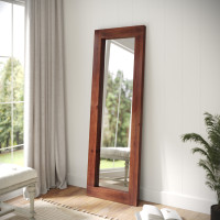 Flash Furniture HMHD-23M001YBN-DKBRN-GG Graham 22x65 Full Length Mirror, Wall Mounted or Wall Leaning, Rustic Solid Wood Frame in Dark Brown