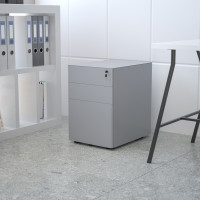 Flash Furniture HZ-CHPL-01-GRY-GG Modern 3-Drawer Mobile Locking Filing Cabinet with Anti-Tilt Mechanism and Hanging Drawer for Legal & Letter Files, Gray
