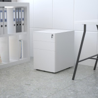 Flash Furniture HZ-CHPL-01-W-GG Modern 3-Drawer Mobile Locking Filing Cabinet with Anti-Tilt Mechanism and Hanging Drawer for Legal & Letter Files, White