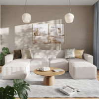 Flash Furniture IS-IT2231-6PCSEC-CRM-GG Bridgetown Luxury Modular 6 Piece Sectional Sofa, Cream