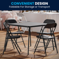 Flash Furniture 5 Piece Black Folding Card Table and Chair Set JB-1-GG